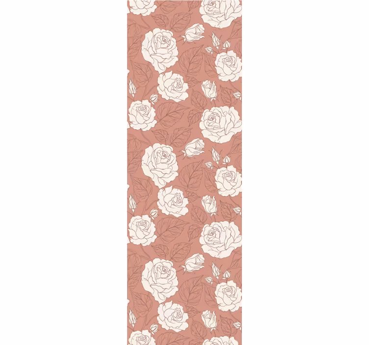 Eetkamer rolgordijn terracotta grote rozen - TenStickers