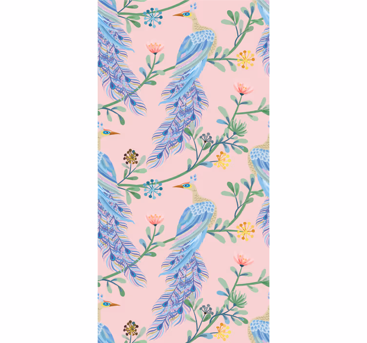 Eetkamer rolgordijn vogels in roze paradijs - TenStickers