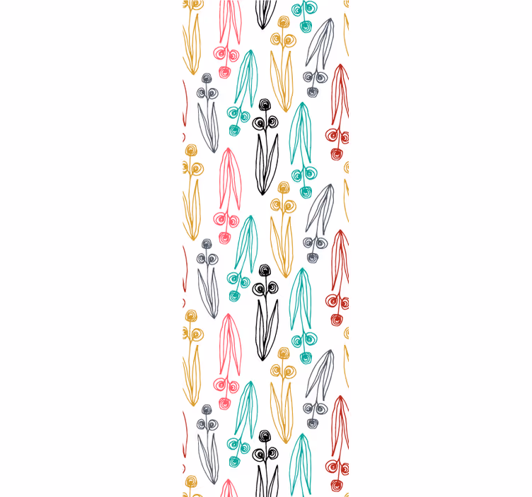 Eetkamer rolgordijn kleurrijk abstract bloemenpatroon - TenStickers