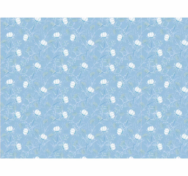 Eetkamer rolgordijn blauw vintage grandmillenial patroon - TenStickers