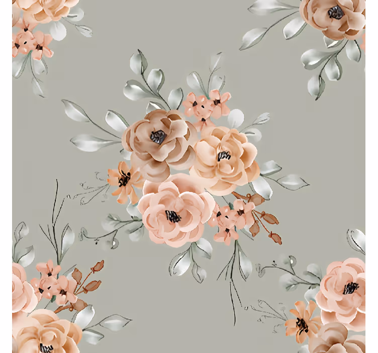 Eetkamer rolgordijn vintage rozen op mintgroene achtergrond - TenStickers