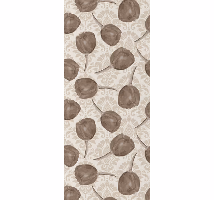 Eetkamer rolgordijn grijs tulpenpatroon met acanthus - TenStickers