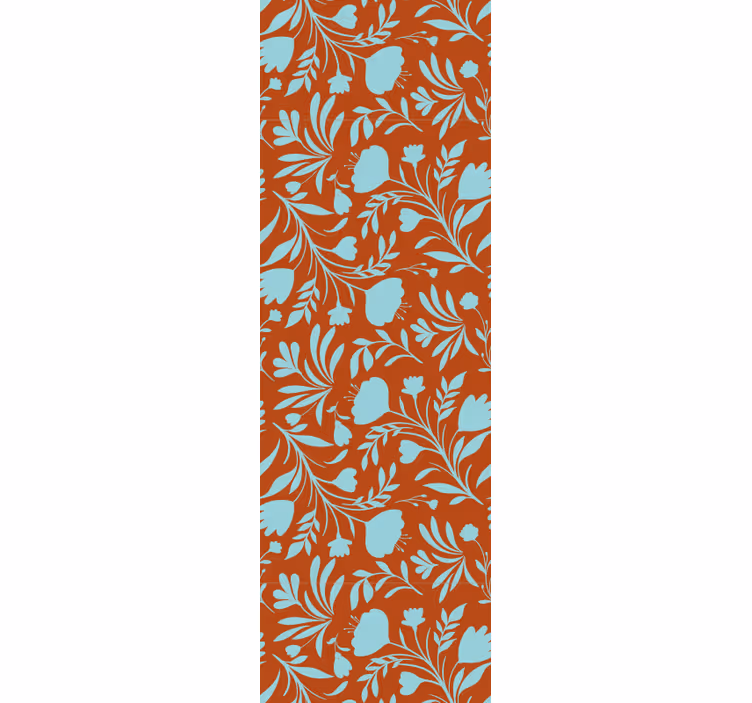 Eetkamer rolgordijn origineel blauw bloemen ontwerp - TenStickers