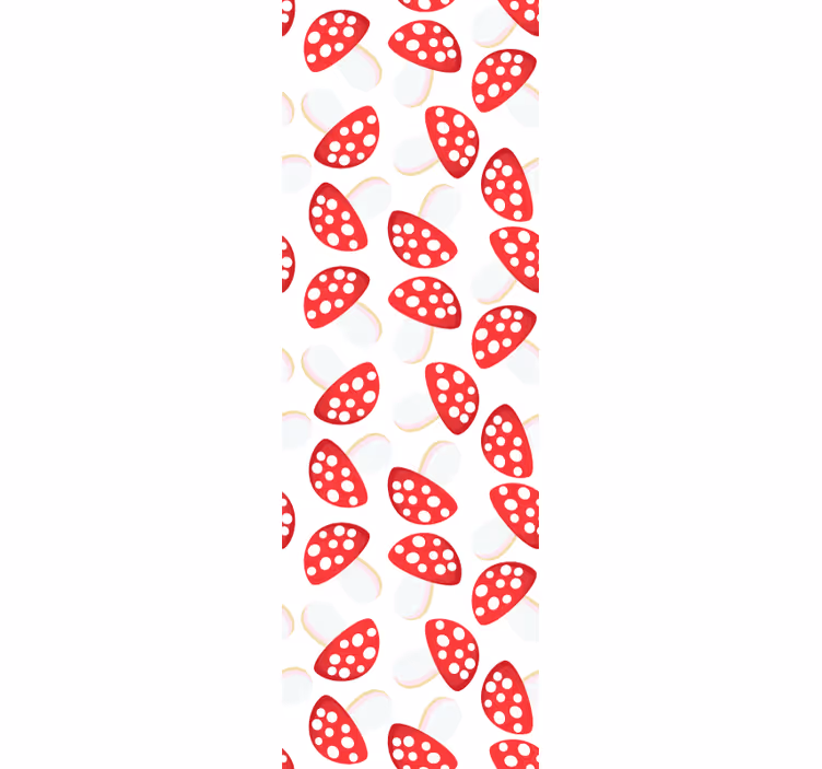 Eetkamer rolgordijn klassieke paddenstoelen op witte achtergrond - TenStickers