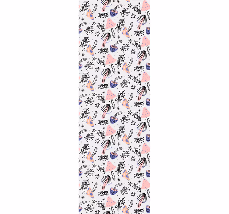 Eetkamer rolgordijn klassieke paddenstoelen en bloemen - TenStickers