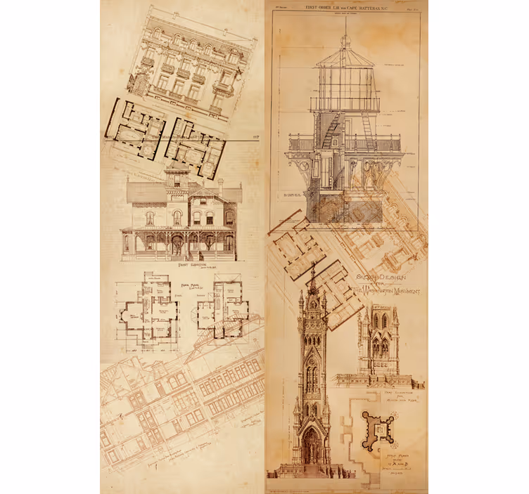 Eetkamer rolgordijn architecturale parel - TenStickers