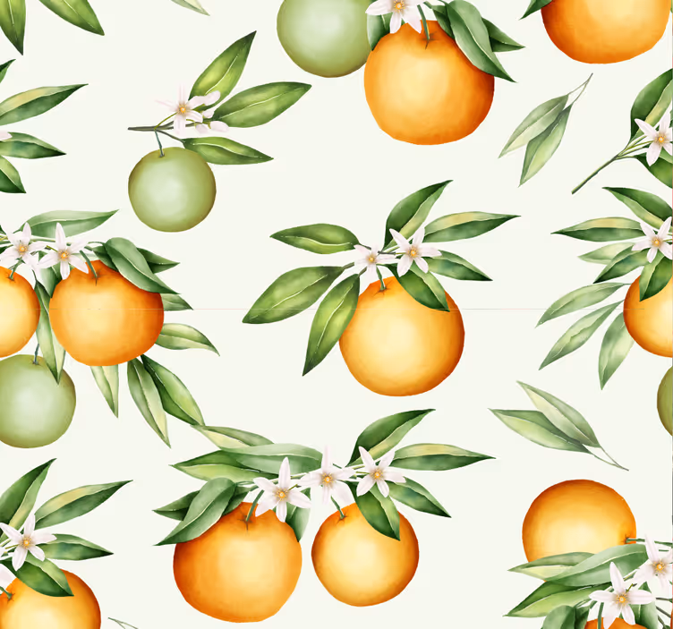 Eetkamer rolgordijn citrusfruit motief - TenStickers