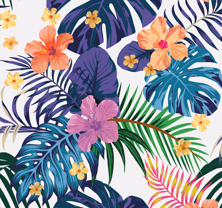 Eetkamer rolgordijn hawaii kleurrijke bloemen - TenStickers