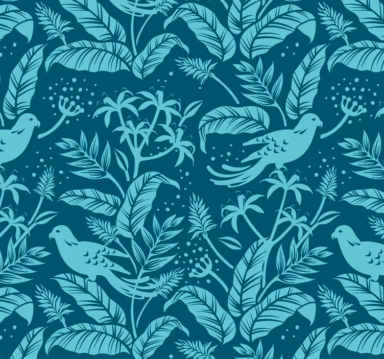 Eetkamer rolgordijn turquoise vliegende vogels - TenStickers