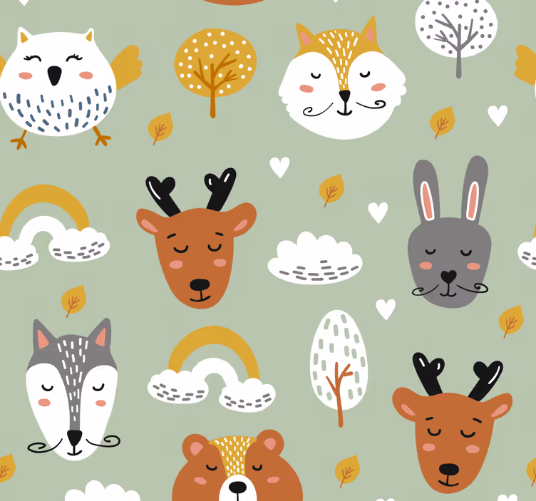 Rolgordijn kinderkamer scandinavische bosdieren - TenStickers