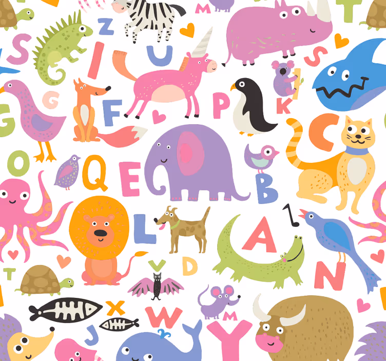 Rolgordijn kinderkamer alphabet dieren - TenStickers