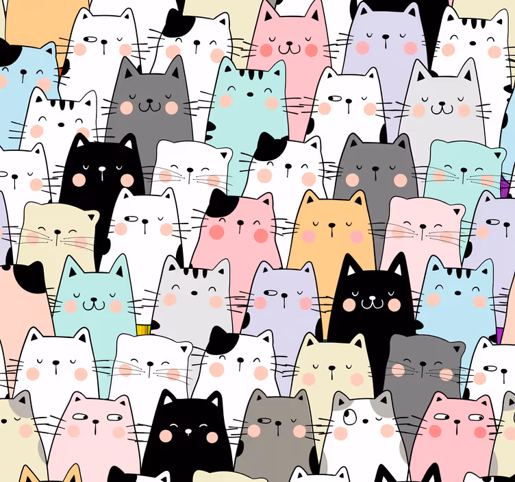 Rolgordijn kinderkamer katten - TenStickers
