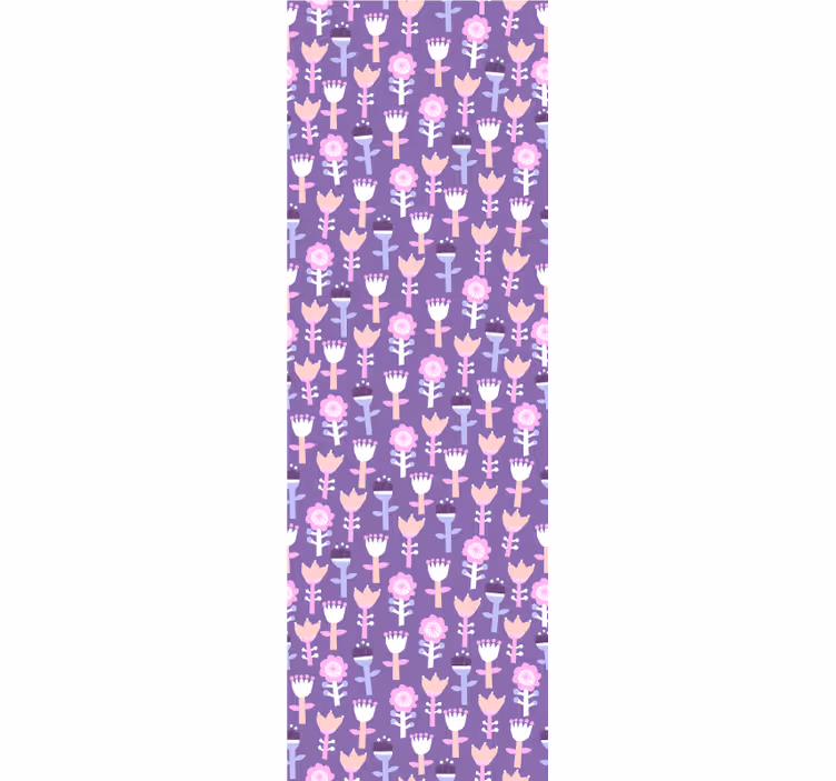 Rolgordijn kinderkamer paarse abstracte bloemenpatroon - TenStickers