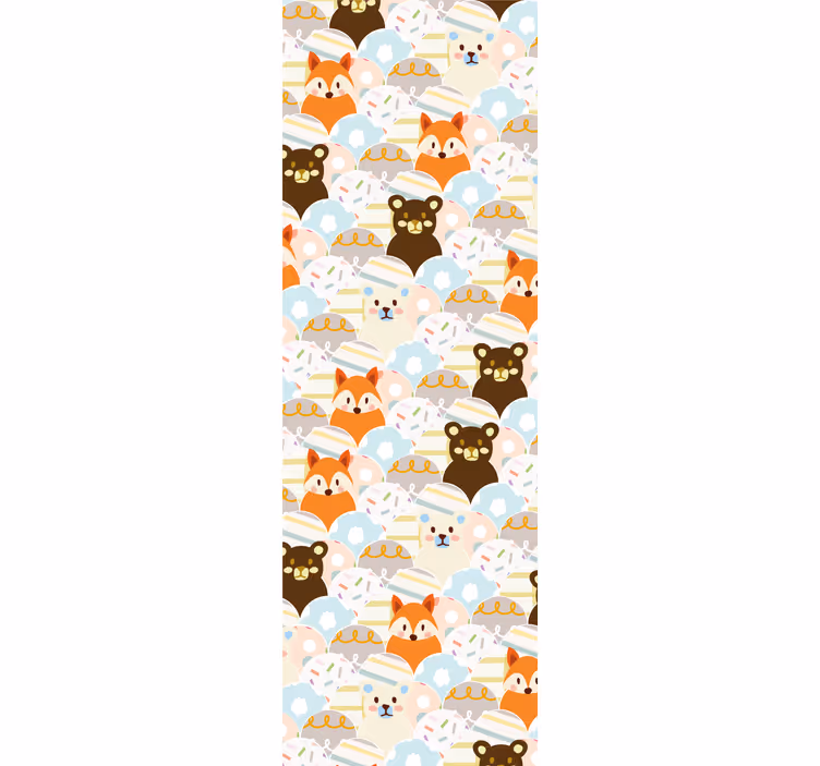 Rolgordijn kinderkamer patchwork dierenbeer en vos ontwerp - TenStickers
