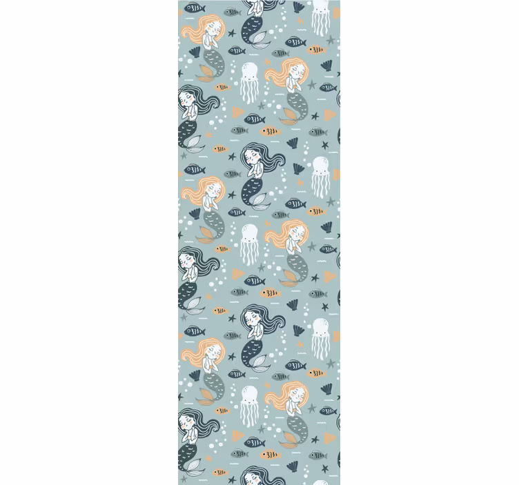 Rolgordijn kinderkamer blauw magisch zeemeerminnenpatroon - TenStickers