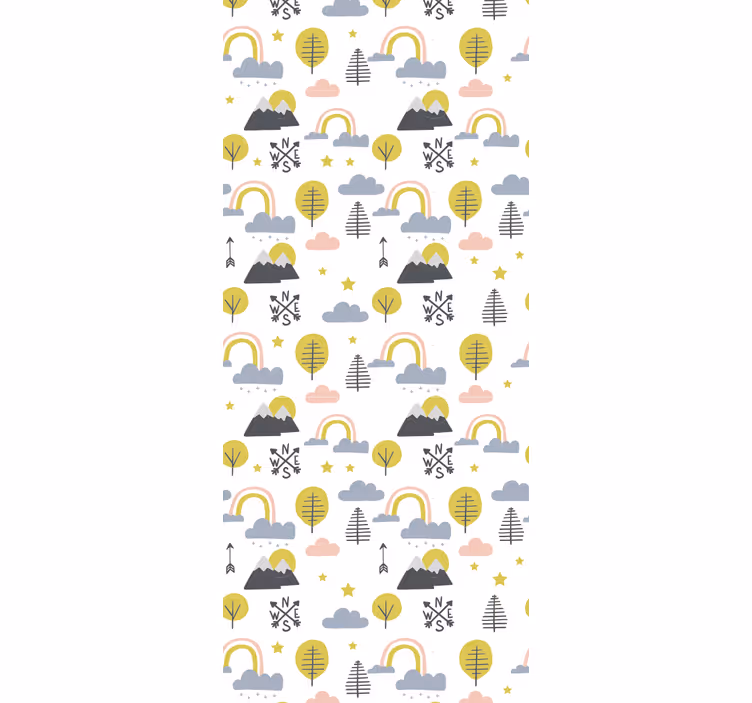 Rolgordijn kinderkamer minimalistische bomen regenbogen - TenStickers