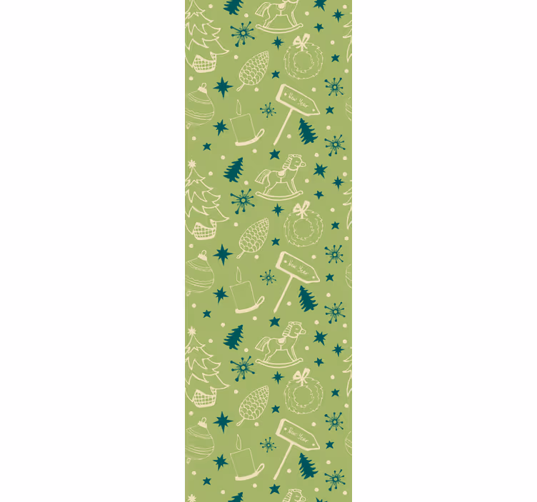 Rolgordijn kinderkamer kerst elementen groene achtergrond - TenStickers