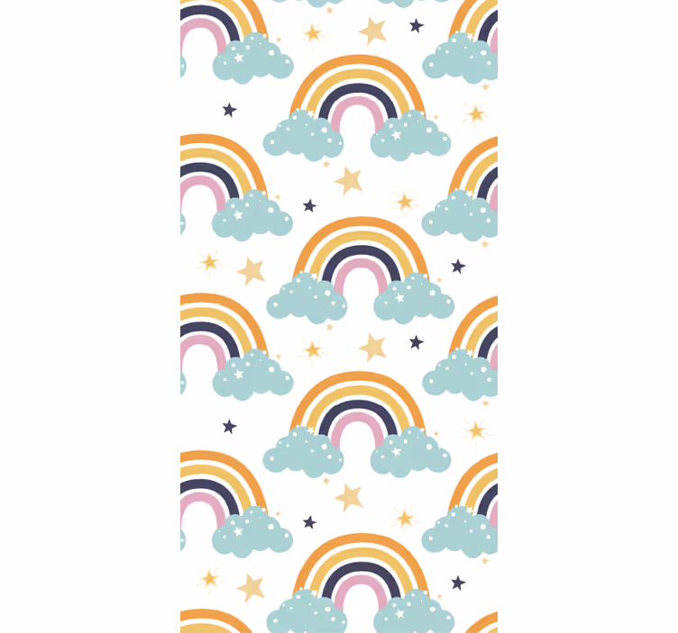 Rolgordijn kinderkamer kleurrijke regenbogen met wolken - TenStickers