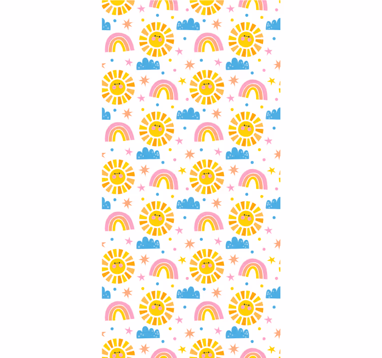 Rolgordijn kinderkamer regenbogen zonnen en wolken - TenStickers