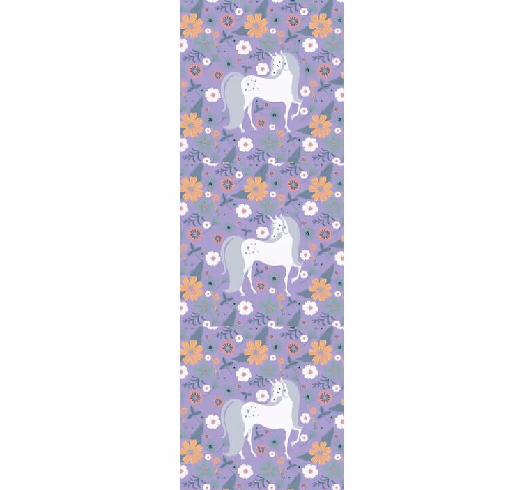 Rolgordijn kinderkamer artistieke eenhoorns met bloemen - TenStickers