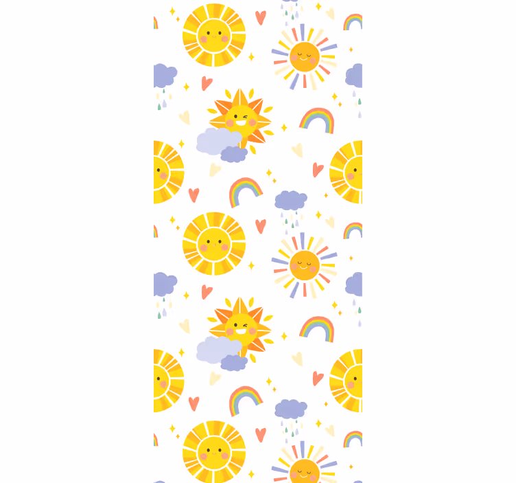 Rolgordijn kinderkamer pastelgekleurde regenbogen en wolken - TenStickers