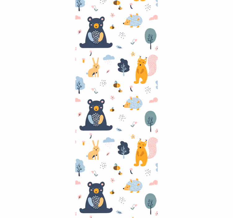 Rolgordijn kinderkamer kleurrijke eekhoorns en teddyberen - TenStickers