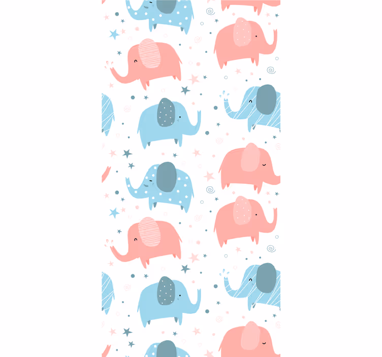 Rolgordijn kinderkamer olifant roze en blauw - TenStickers