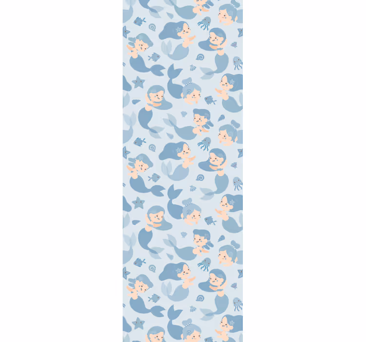 Rolgordijn kinderkamer zeemeermin kind blauw glimlachend - TenStickers