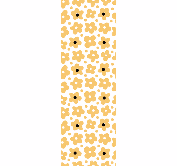 Rolgordijn kinderkamer geel abstract bloemenpatroon - TenStickers