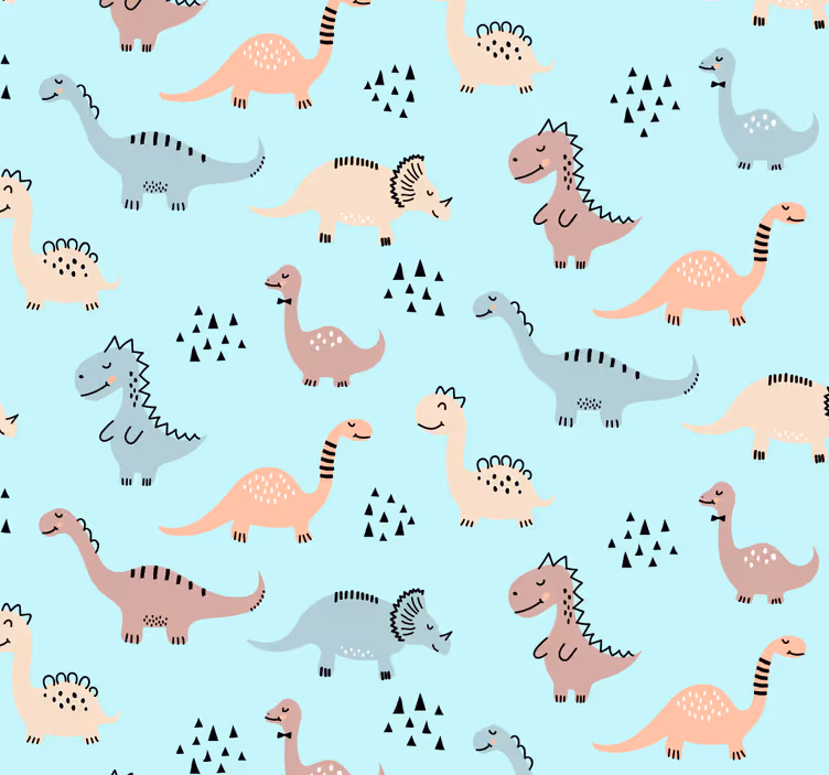 Rolgordijn kinderkamer blauwe met gele en groene dinosaurussen - TenStickers