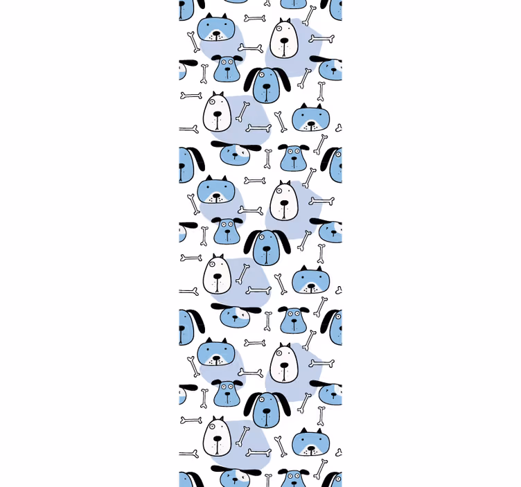 Rolgordijn kinderkamer met blauw getekende hondenpatroon - TenStickers