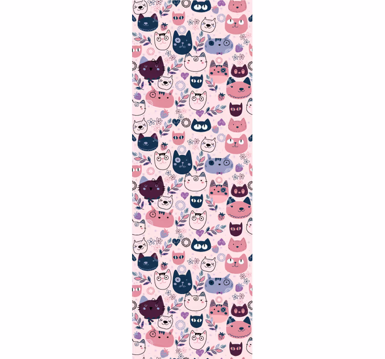 Rolgordijn kinderkamer roze katten patroon - TenStickers