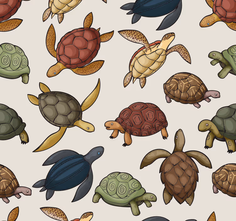 Rolgordijn kinderkamer met verschillende schildpadden - TenStickers