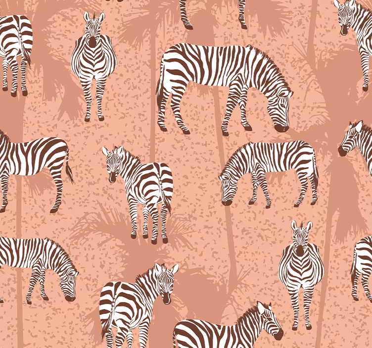 Rolgordijn kinderkamer zebra en palmen bruin - TenStickers