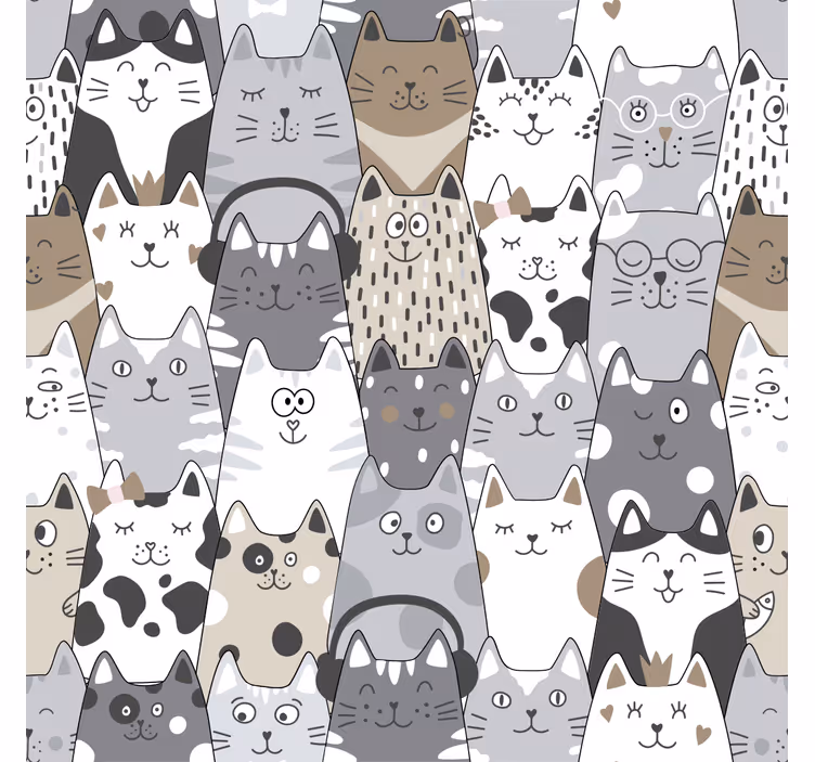 Rolgordijn kinderkamer cartoon katten - TenStickers