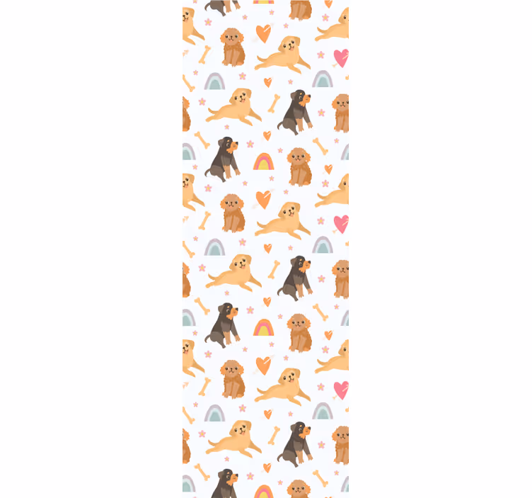 Rolgordijn kinderkamer schattige hond en regenboogpatroon - TenStickers