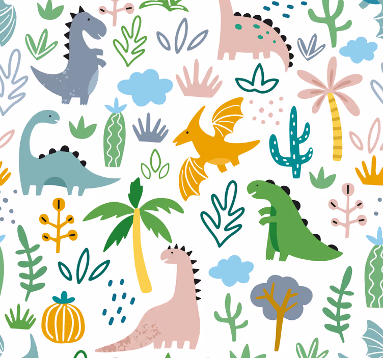 Rolgordijn kinderkamer scandinavisch dinosauruspatroon - TenStickers