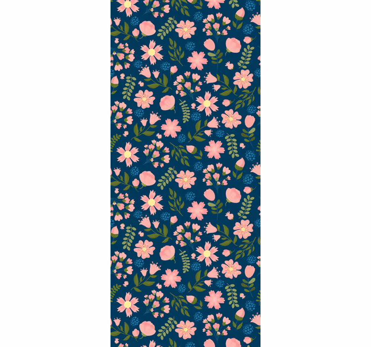Rolgordijn kantoor flowerprint 'floflo' blauw - TenStickers