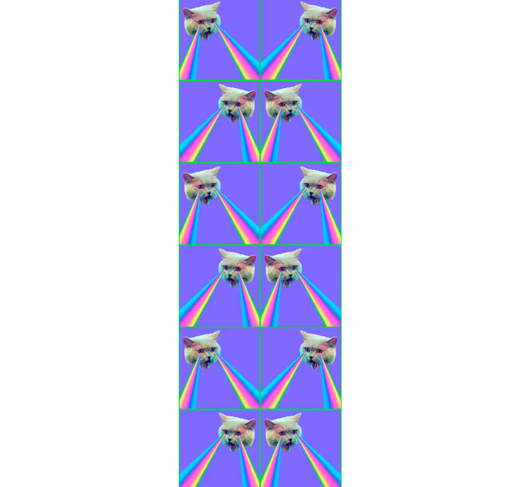 Rolgordijn tienerkamer vaporwave laser kat - TenStickers
