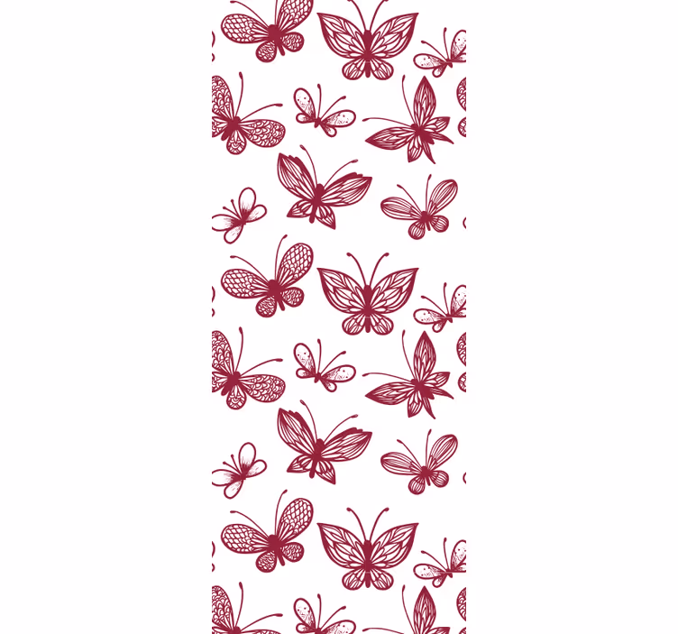 Rolgordijn tienerkamer elegant rood vlinderpatroon - TenStickers