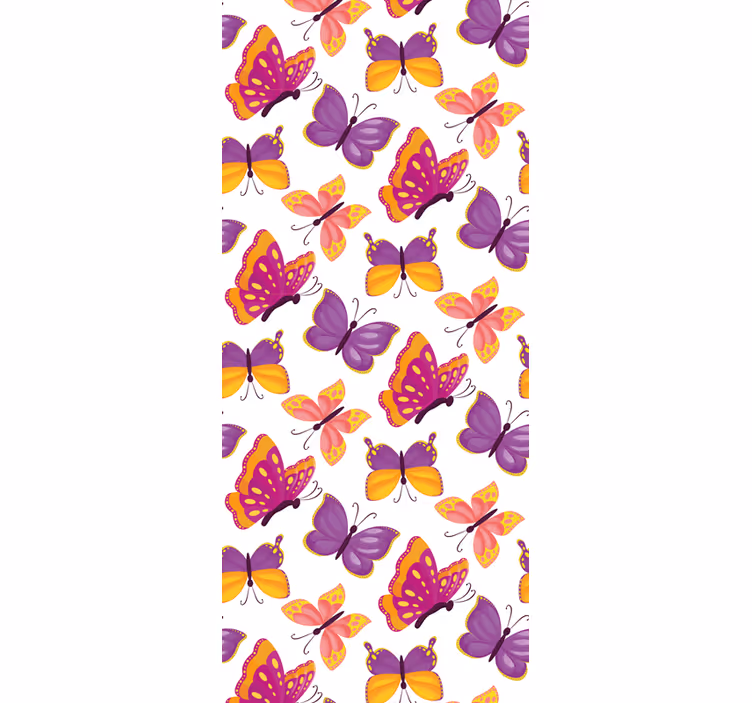 Rolgordijn tienerkamer geel en roze vlinderpatroon - TenStickers