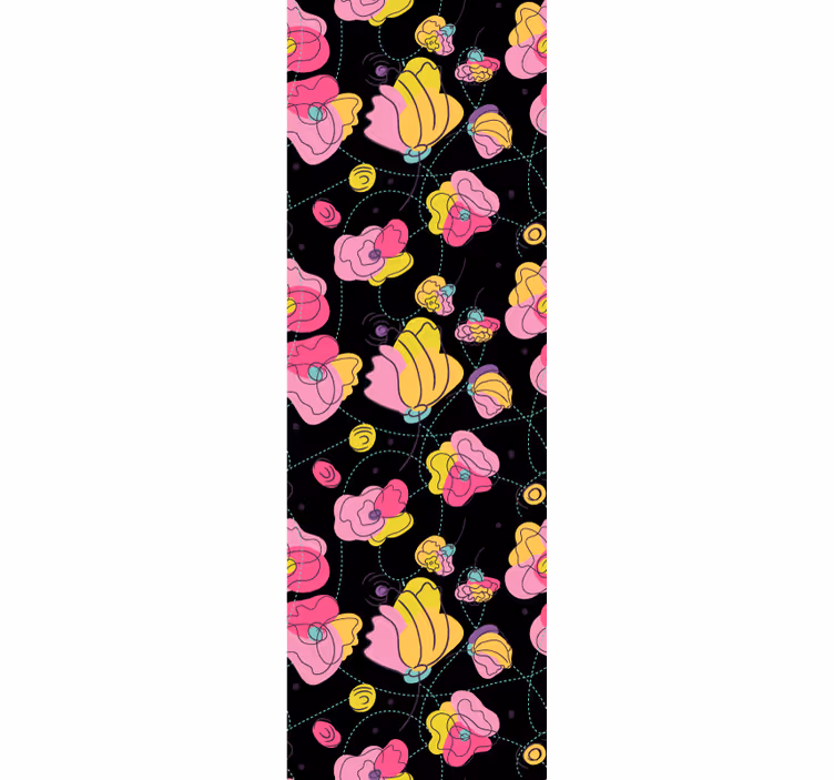 Rolgordijn tienerkamer neon kleuren bloemenpatroon - TenStickers