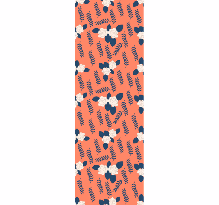 Rolgordijn tienerkamer oranje rozenillustratie bloemenpatroon - TenStickers