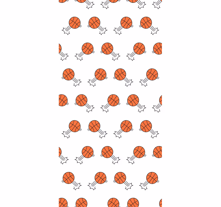 Rolgordijn tienerkamer achtergrond van handgetekende basketballen - TenStickers