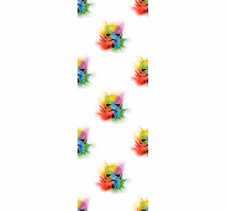 Rolgordijn tienerkamer patroon witte trooperhoofden - TenStickers