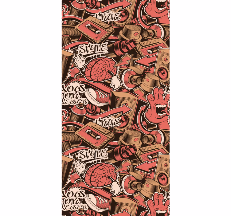 Rolgordijn tienerkamer rode graffiti kunst - TenStickers