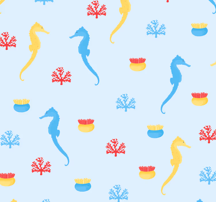 Rolgordijn tienerkamer zeepaard en koraal - TenStickers