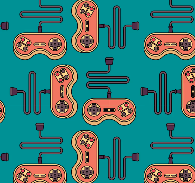 Rolgordijn tienerkamer gaming patroon - TenStickers
