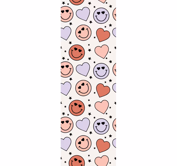 Rolgordijn tienerkamer met liefde en hartjes smileys - TenStickers