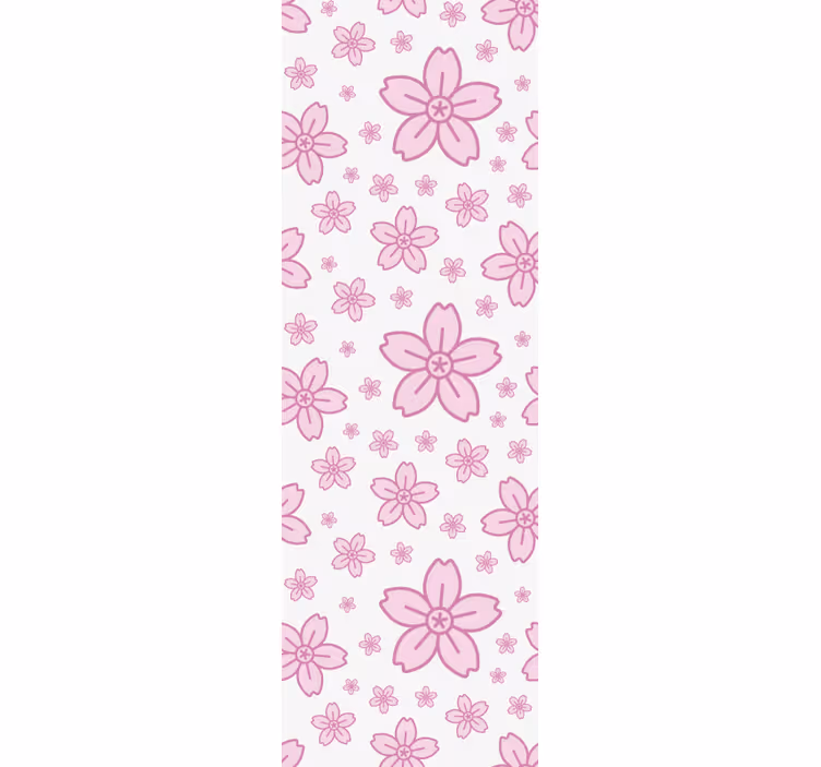 Moderne raambekleding met schattige roze bloemetjes op wit - TenStickers